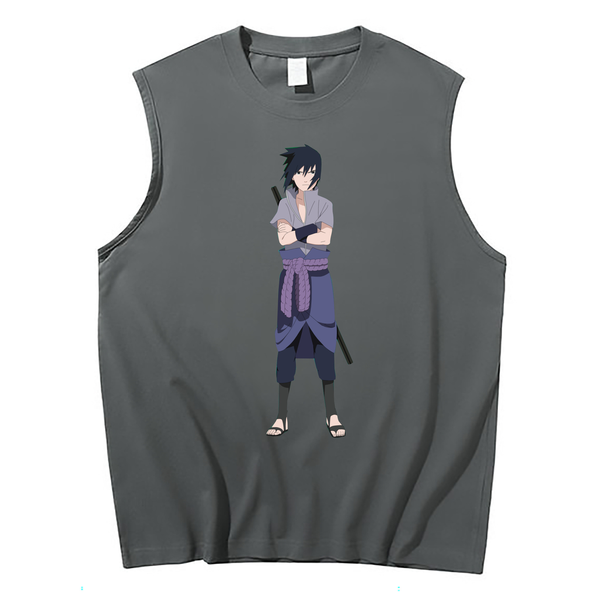 （画像用） NARUTO -ナルト- うちは サスケ Uchiha Sasuke コットン100％タンクトップ（フロントプリント）